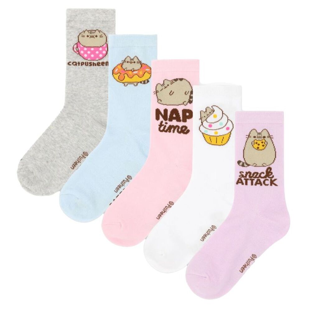 Pusheen Womens/Ladies Snack Attack Socks Set (Pack of 5) / Multicolored
